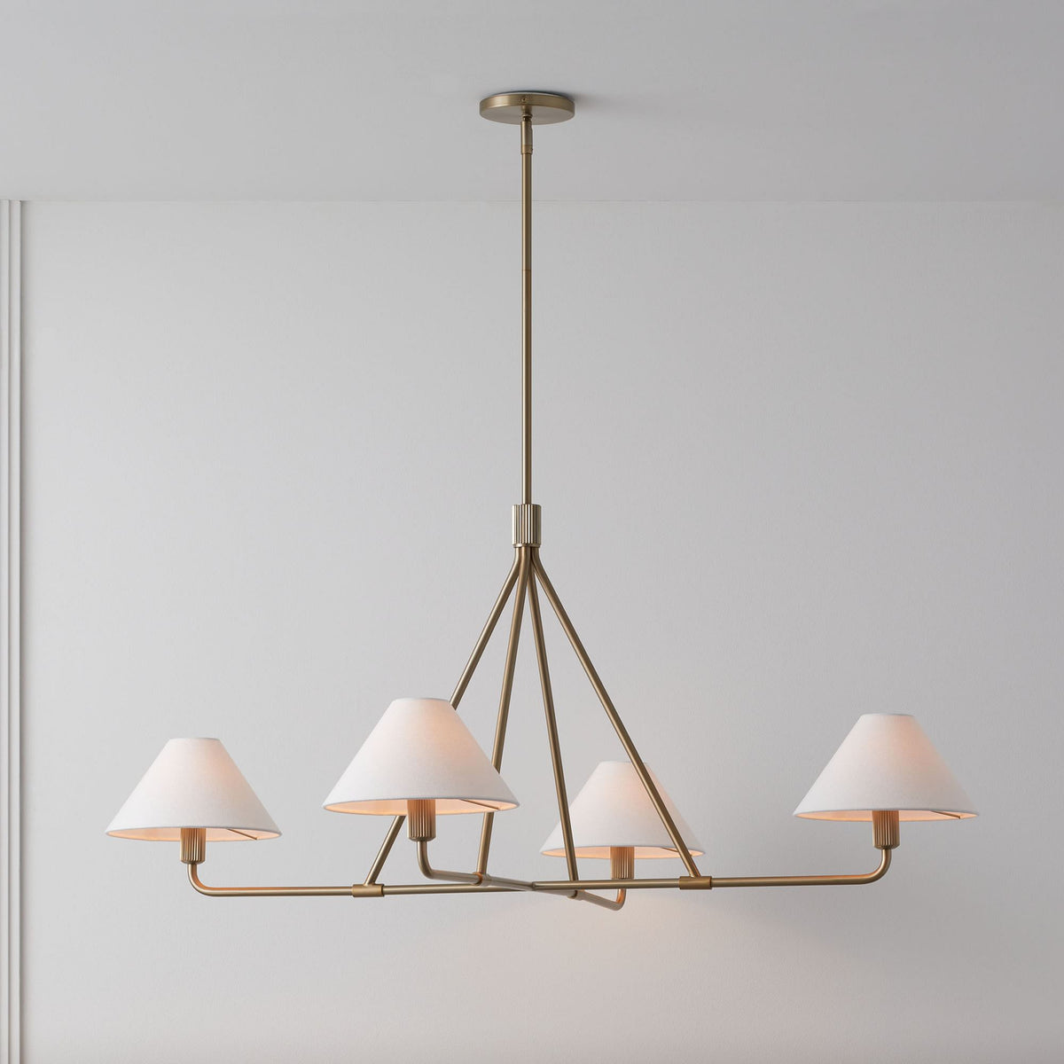 
Vector Brass Fabric Chandelier Dimmable Compatible