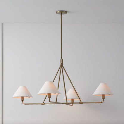 Vector Brass Fabric Chandelier Dimmable Compatible