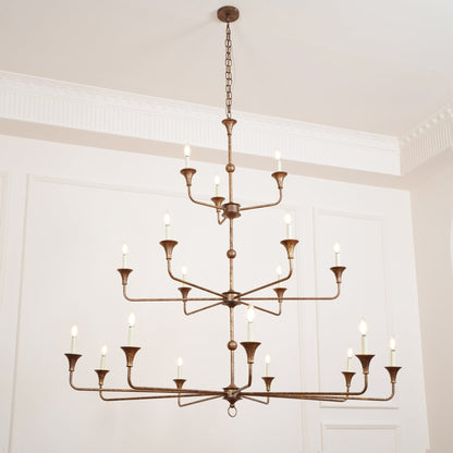 Wisp Grande Vintage Industrial Bronze Chandelier