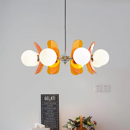Prism Sputnik Chandelier Colored Acrylic Glass Iron Chrome
