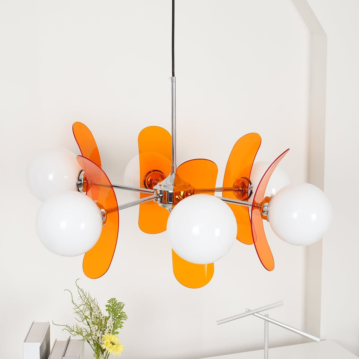 
Prism Sputnik Chandelier Colored Acrylic Glass Iron Chrome