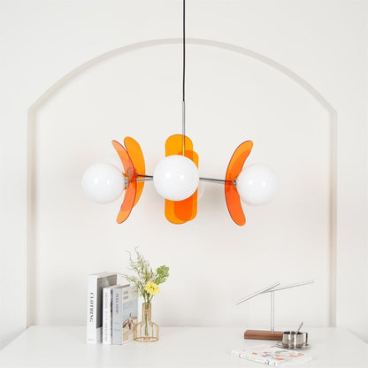 Prism Sputnik Chandelier Colored Acrylic Glass Iron Chrome
