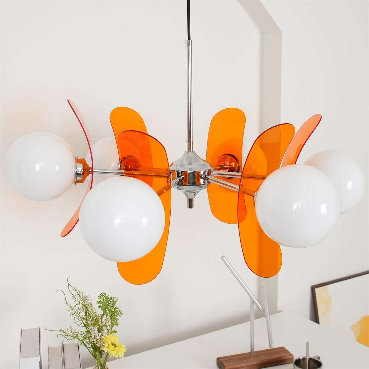 
Prism Sputnik Chandelier Colored Acrylic Glass Iron Chrome
