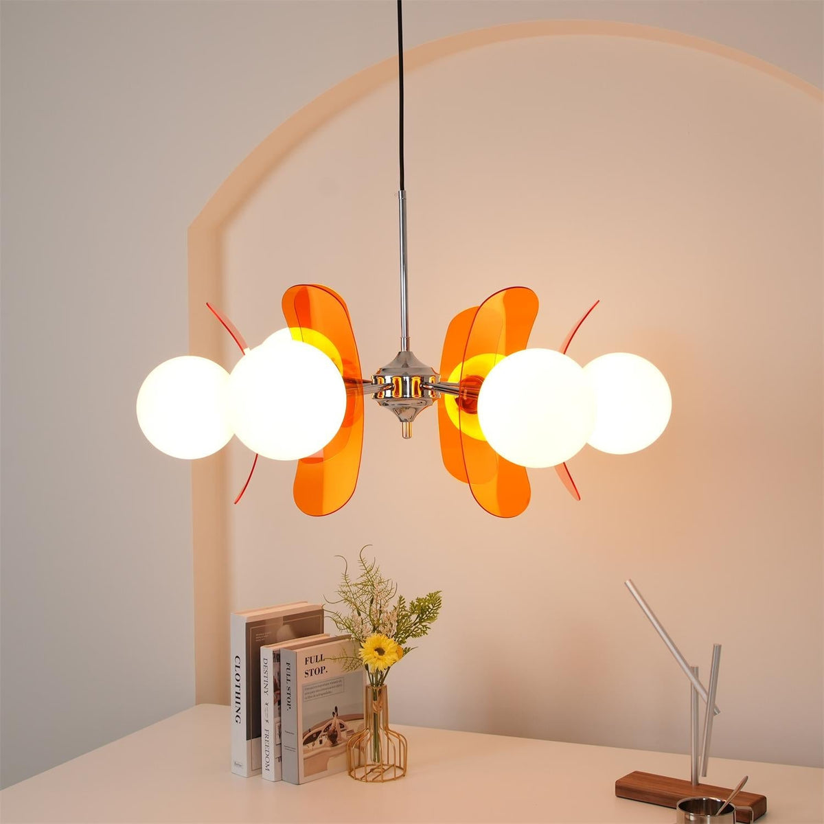 
Prism Sputnik Chandelier Colored Acrylic Glass Iron Chrome