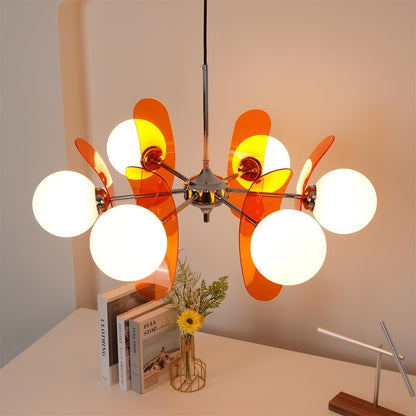 Prism Sputnik Chandelier Colored Acrylic Glass Iron Chrome