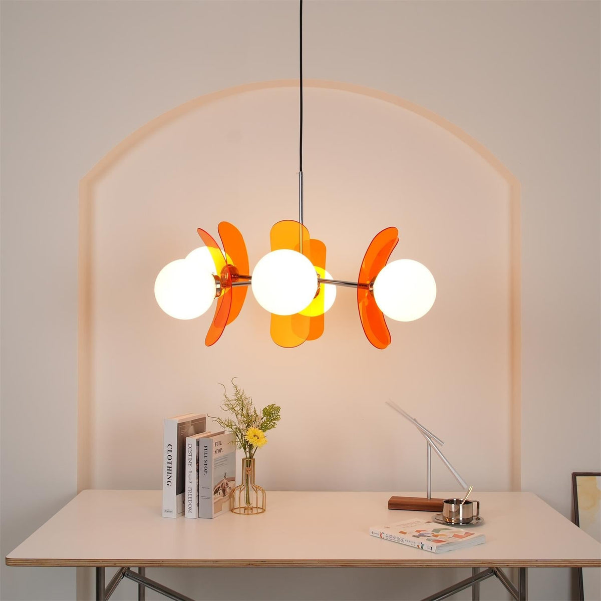 
Prism Sputnik Chandelier Colored Acrylic Glass Iron Chrome