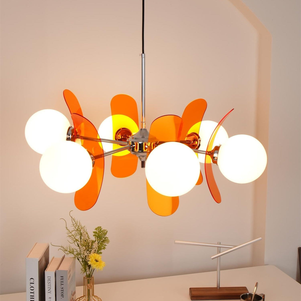 
Prism Sputnik Chandelier Colored Acrylic Glass Iron Chrome