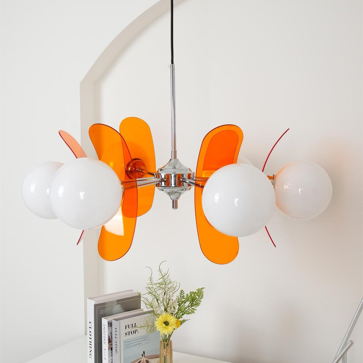 
Prism Sputnik Chandelier Colored Acrylic Glass Iron Chrome