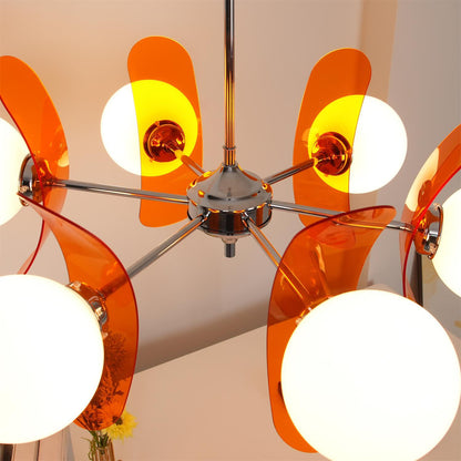 Prism Sputnik Chandelier Colored Acrylic Glass Iron Chrome