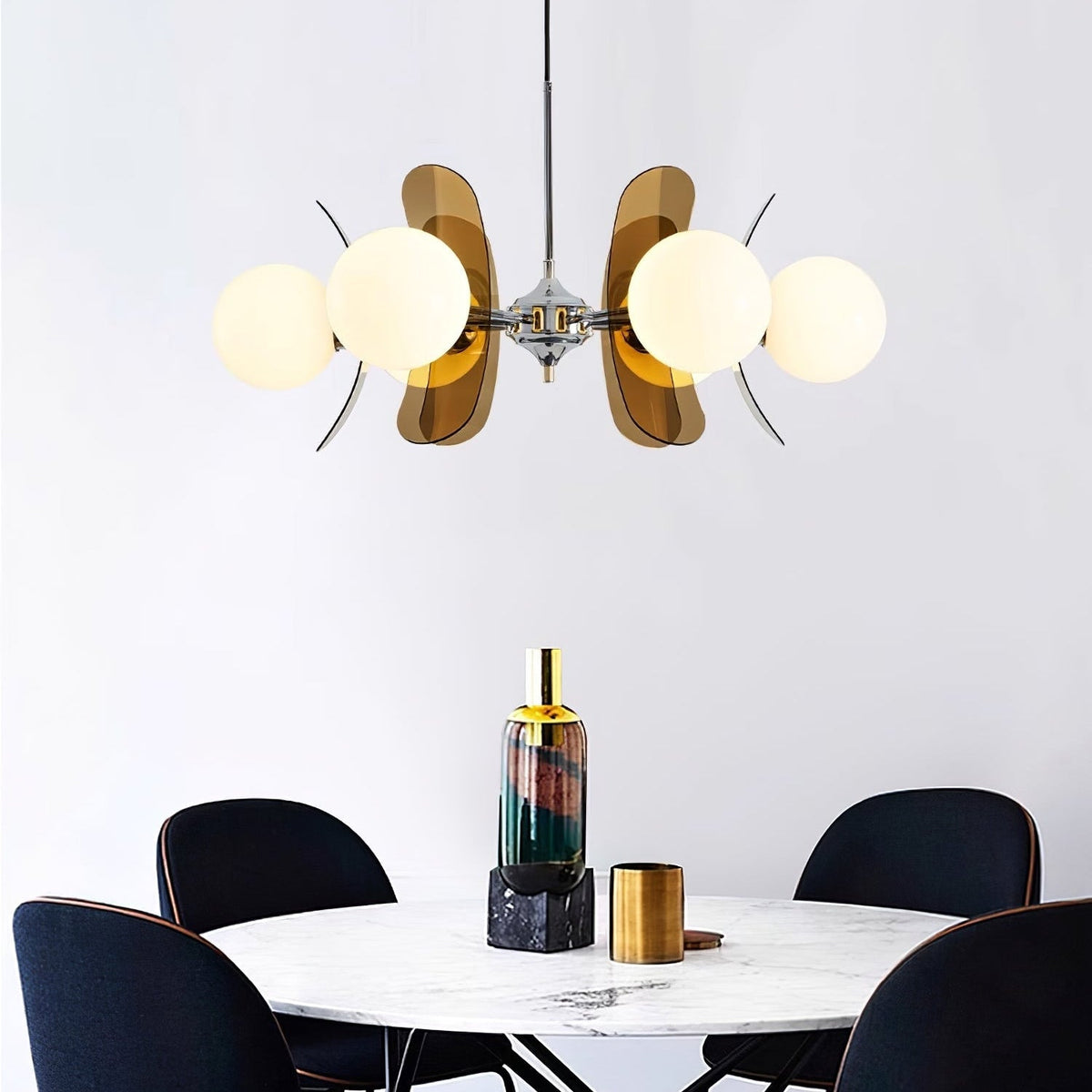 
Prism Sputnik Chandelier Colored Acrylic Glass Iron Chrome