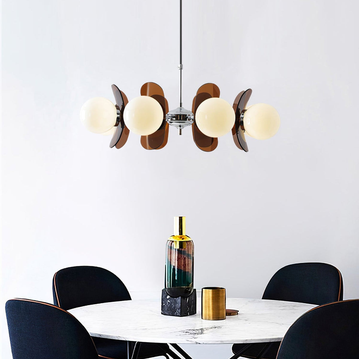 
Prism Sputnik Chandelier Colored Acrylic Glass Iron Chrome
