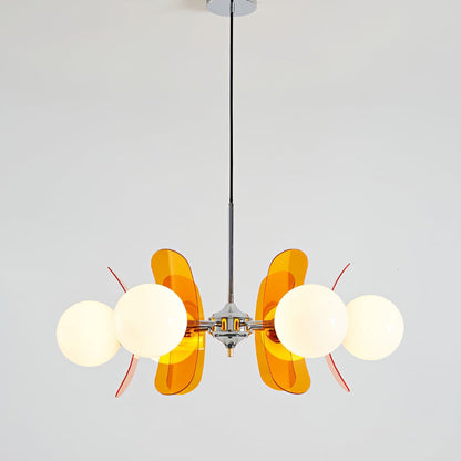 Prism Sputnik Chandelier Colored Acrylic Glass Iron Chrome