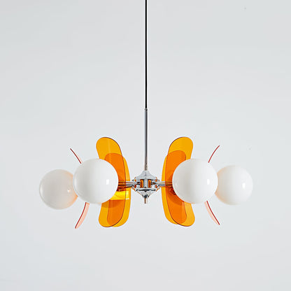 Prism Sputnik Chandelier Colored Acrylic Glass Iron Chrome