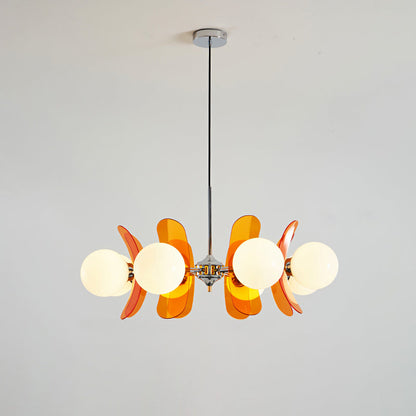 Prism Sputnik Chandelier Colored Acrylic Glass Iron Chrome