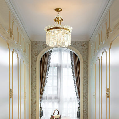 Crinoline Postmodern Brass Crystal Chandelier