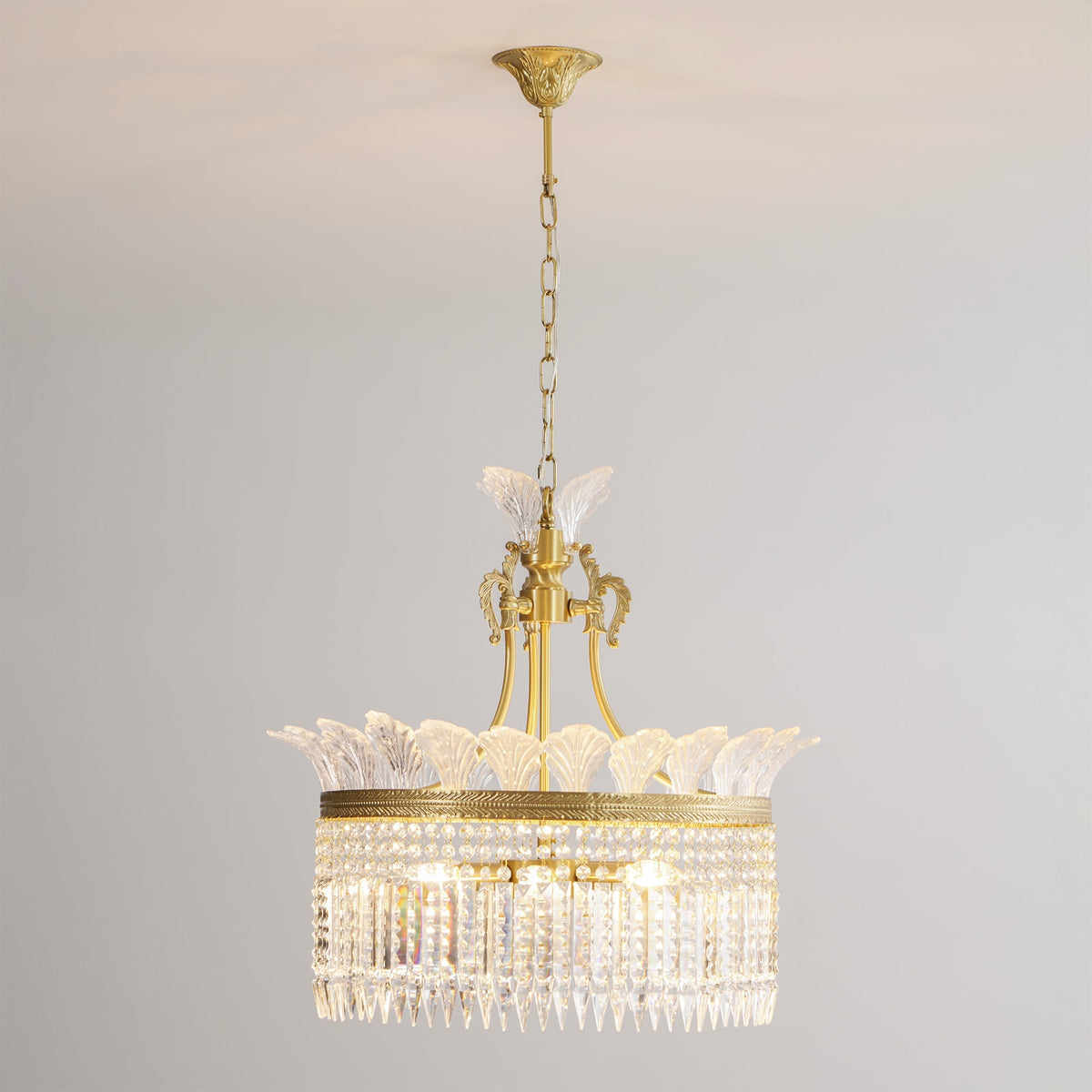 
Crinoline Postmodern Brass Crystal Chandelier