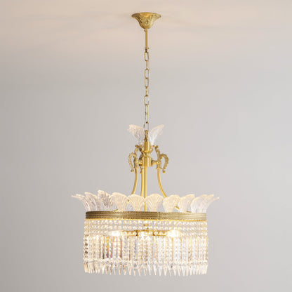 Crinoline Postmodern Brass Crystal Chandelier