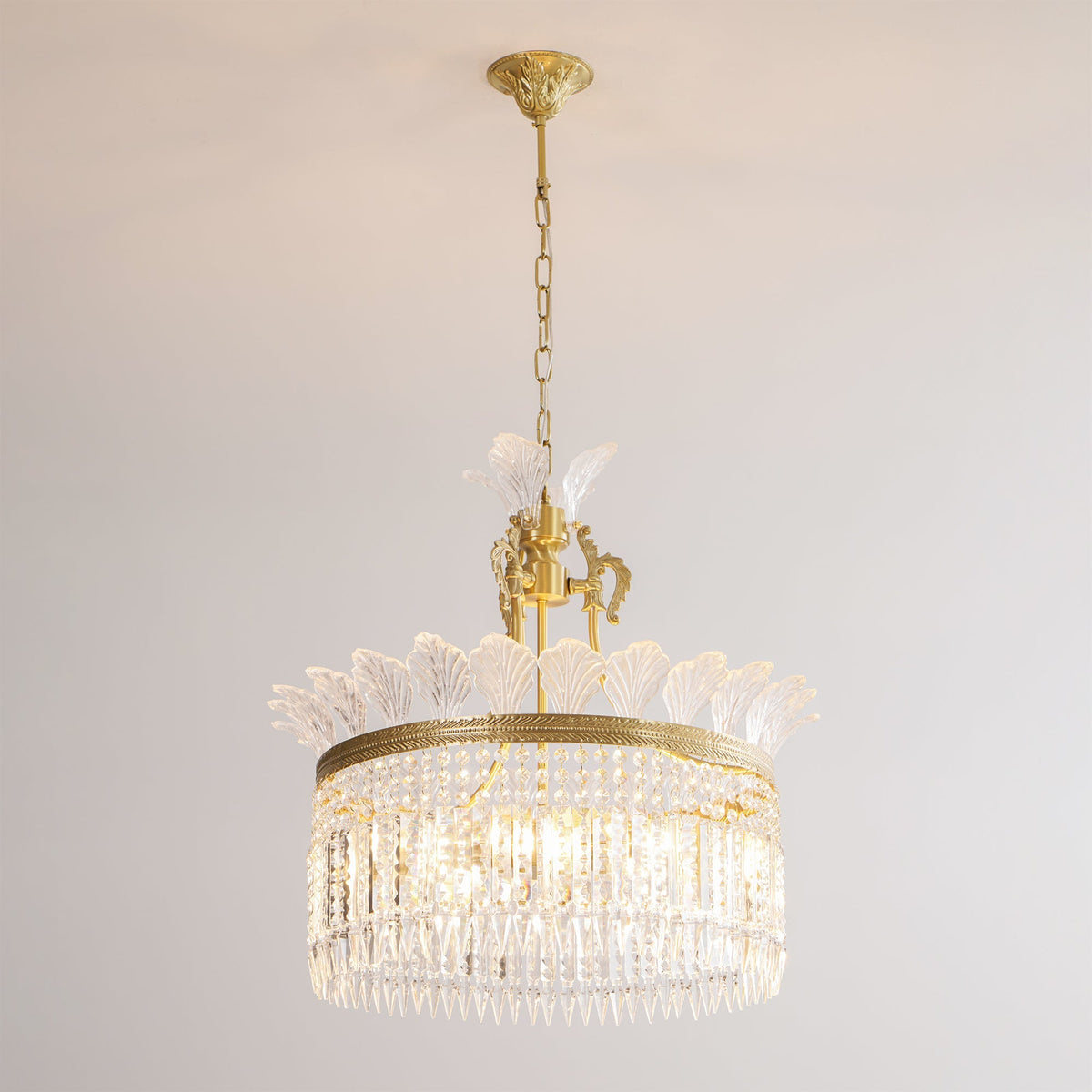 
Crinoline Postmodern Brass Crystal Chandelier