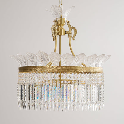 Crinoline Postmodern Brass Crystal Chandelier