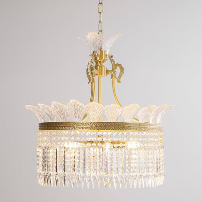 Crinoline Postmodern Brass Crystal Chandelier