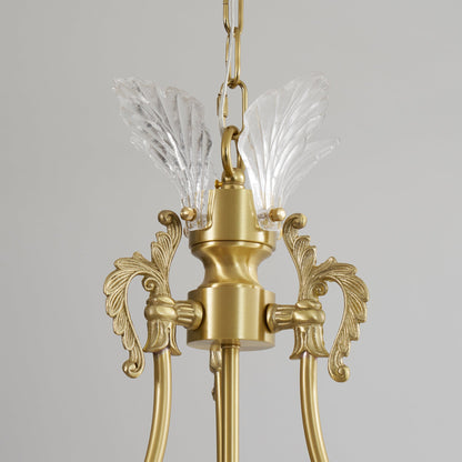 Crinoline Postmodern Brass Crystal Chandelier