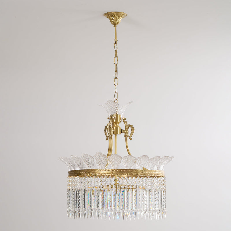 
Crinoline Postmodern Brass Crystal Chandelier