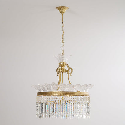 Crinoline Postmodern Brass Crystal Chandelier