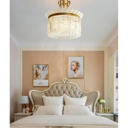 Crinoline Postmodern Brass Crystal Chandelier