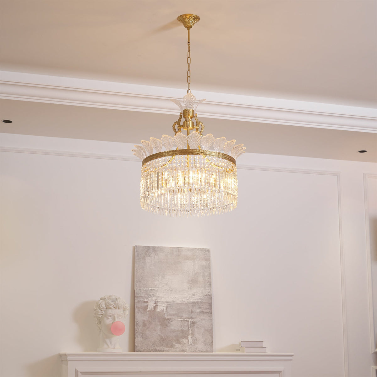 
Crinoline Postmodern Brass Crystal Chandelier