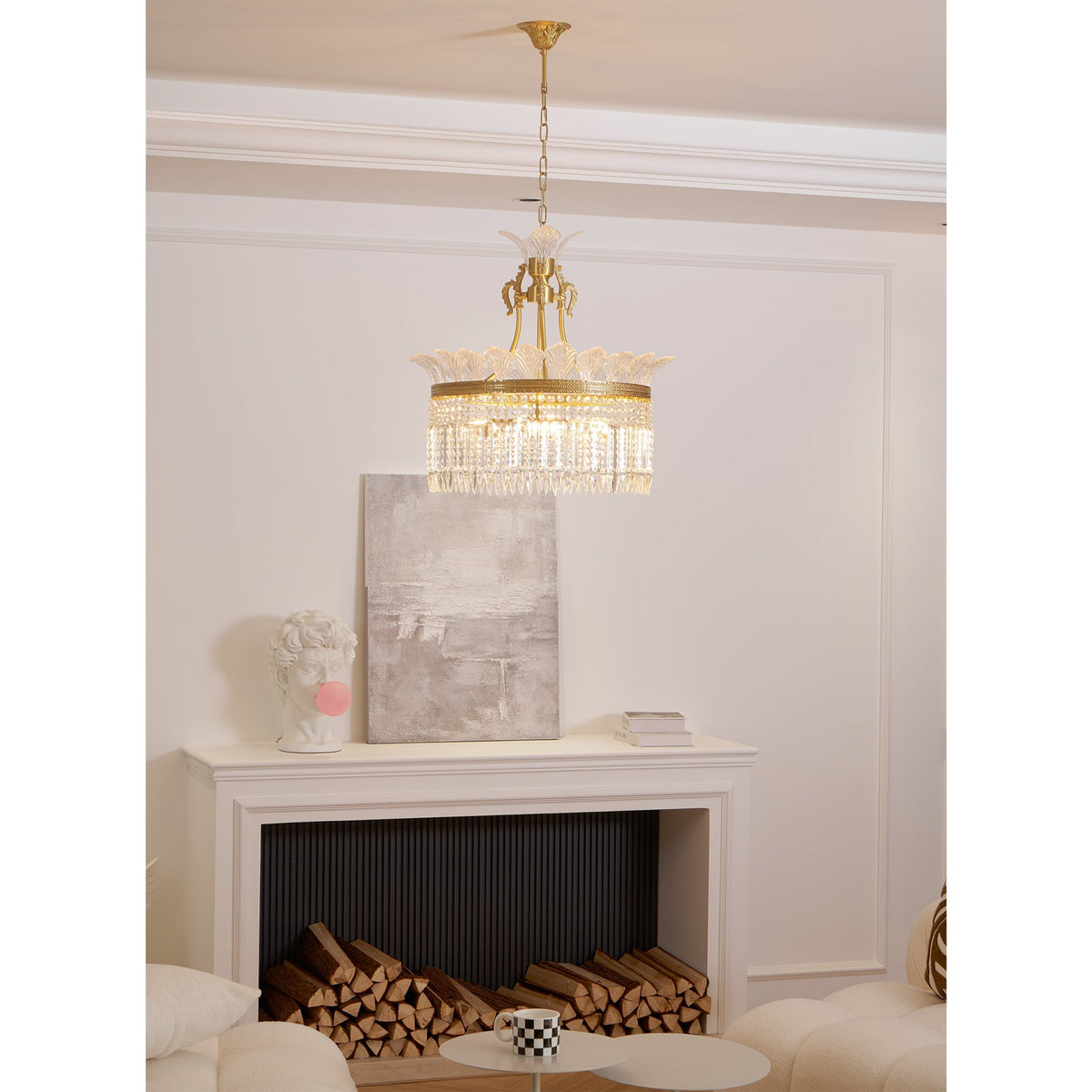 
Crinoline Postmodern Brass Crystal Chandelier