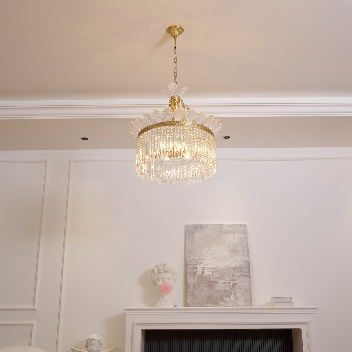 
Crinoline Postmodern Brass Crystal Chandelier