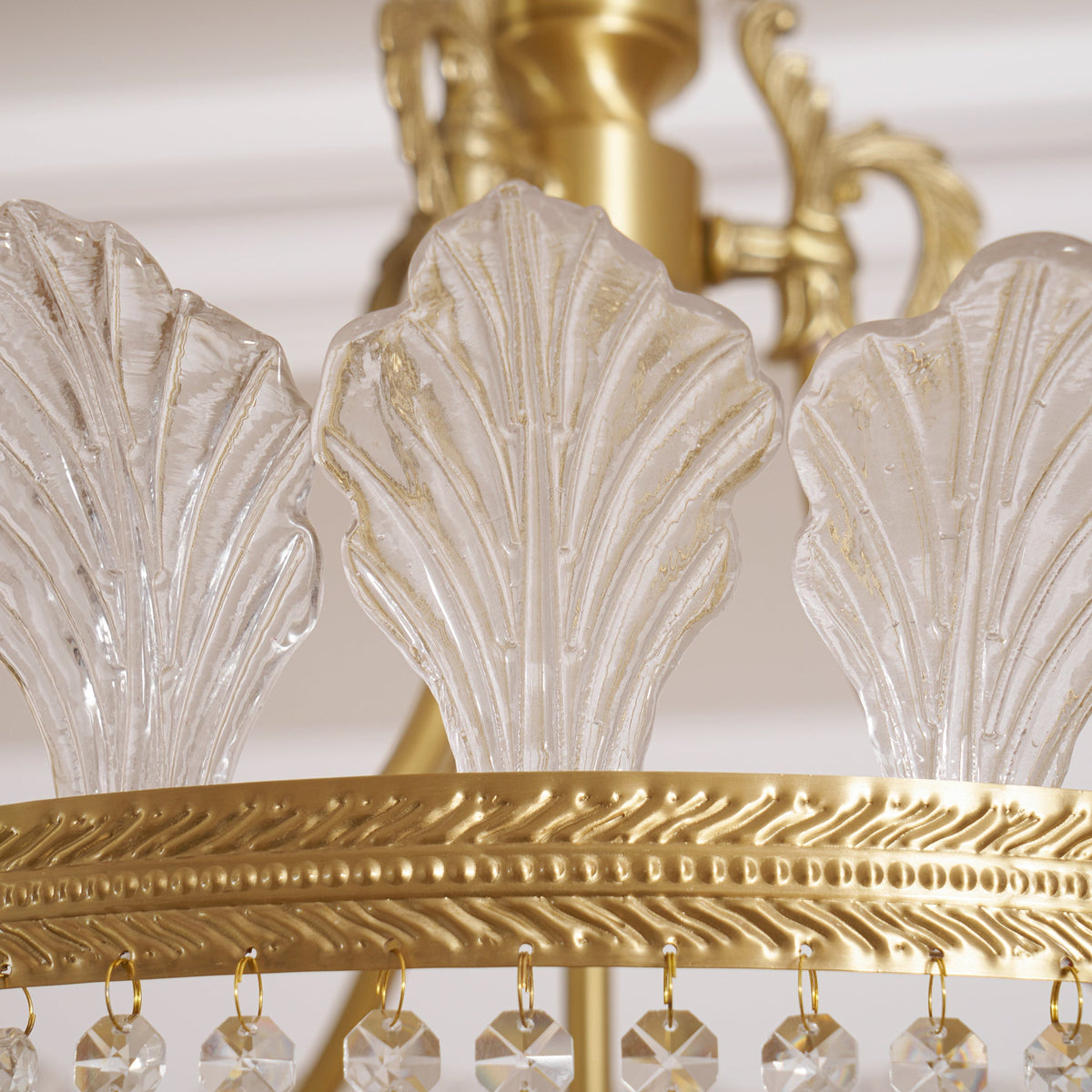 
Crinoline Postmodern Brass Crystal Chandelier