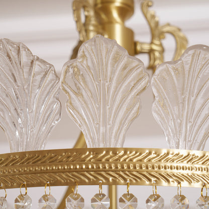 Crinoline Postmodern Brass Crystal Chandelier