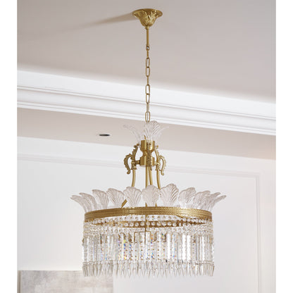 Crinoline Postmodern Brass Crystal Chandelier
