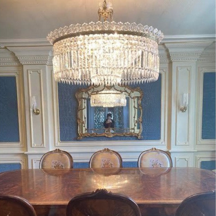 
Crinoline Postmodern Brass Crystal Chandelier