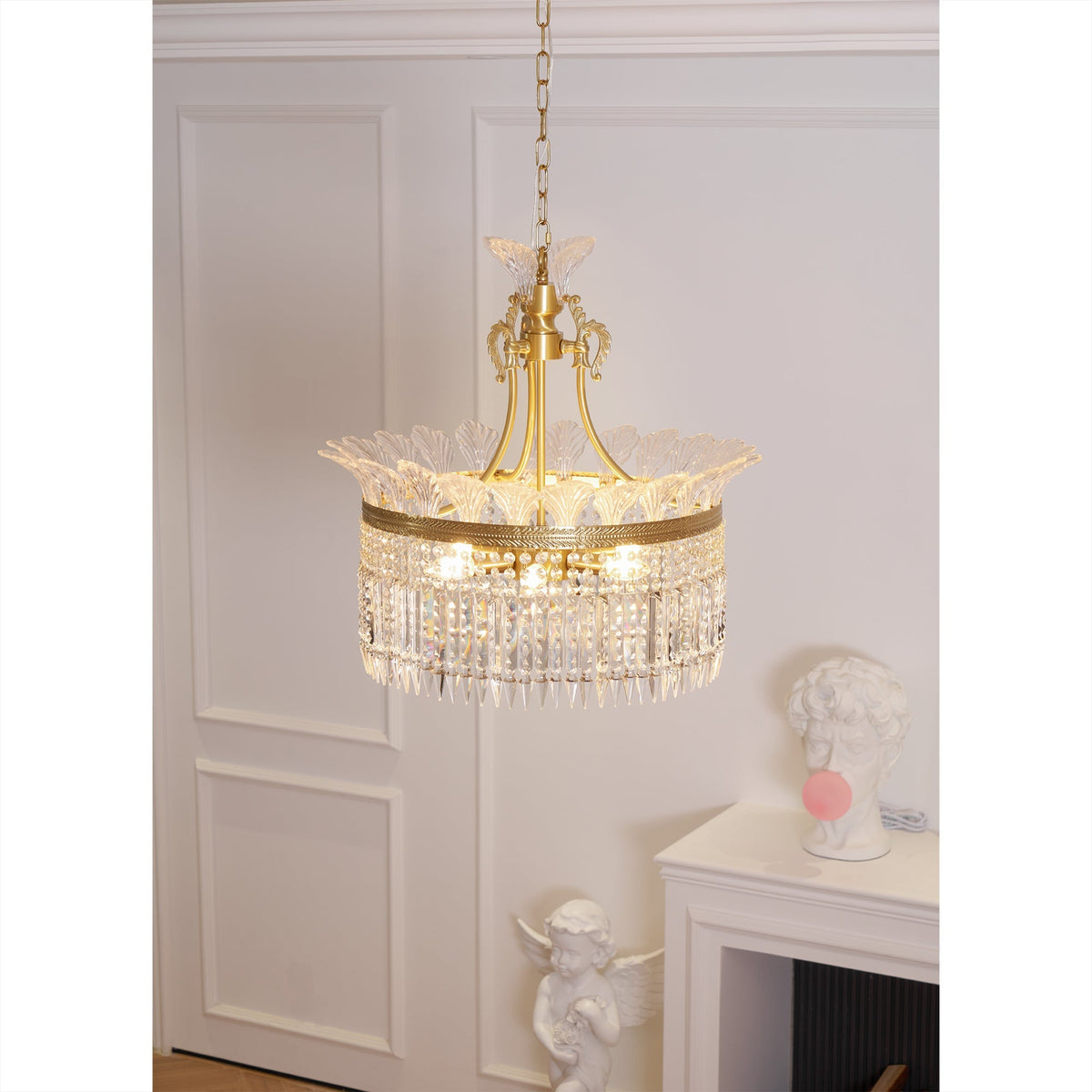 
Crinoline Postmodern Brass Crystal Chandelier