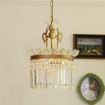 Crinoline Postmodern Brass Crystal Chandelier