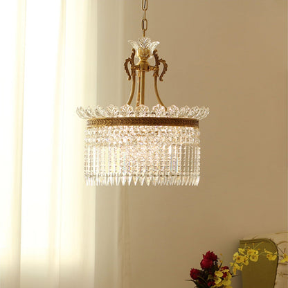 Crinoline Postmodern Brass Crystal Chandelier