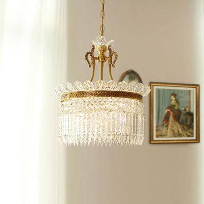 Crinoline Postmodern Brass Crystal Chandelier