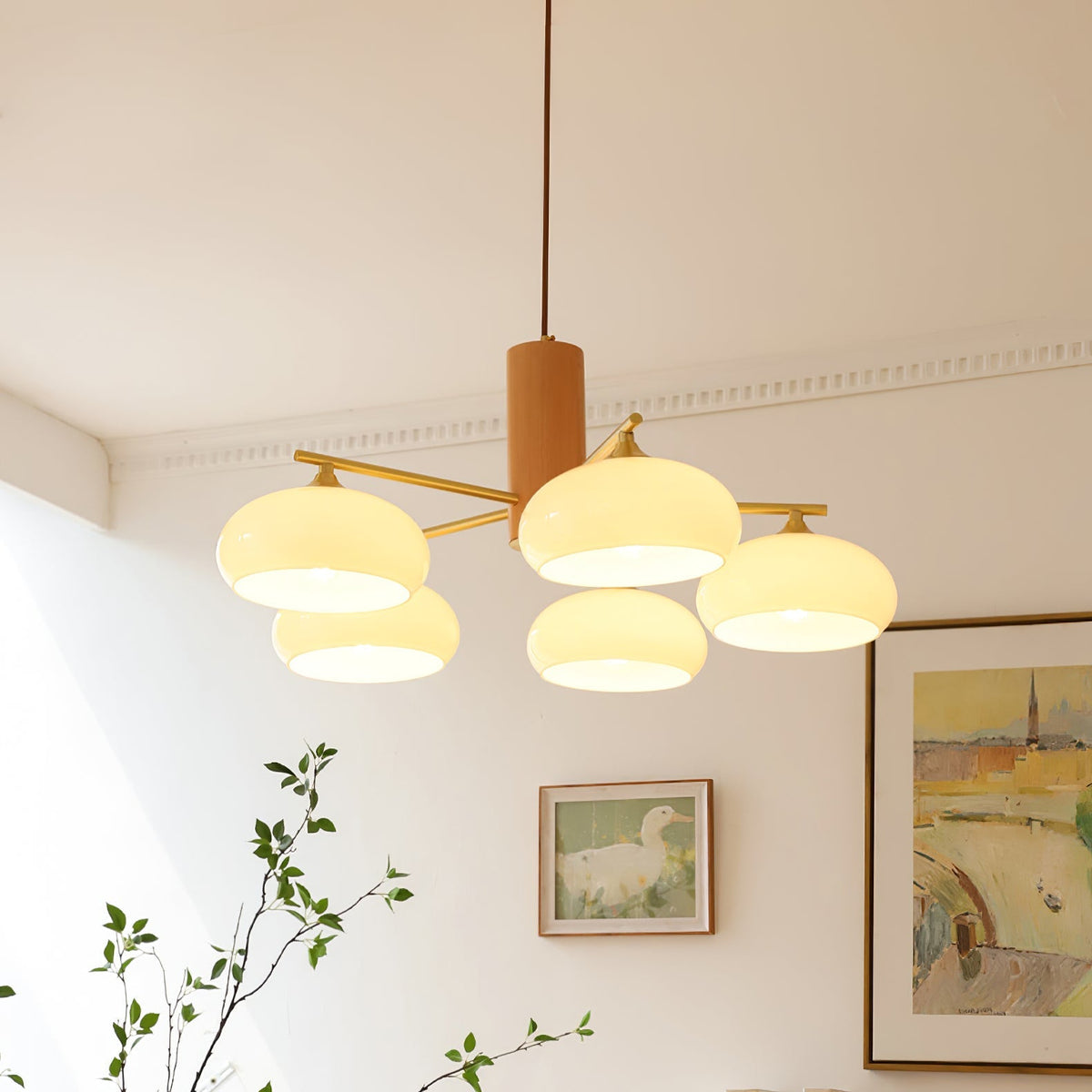 
Nova Persimmon Metal and Glass Chandelier with Brass Arms
