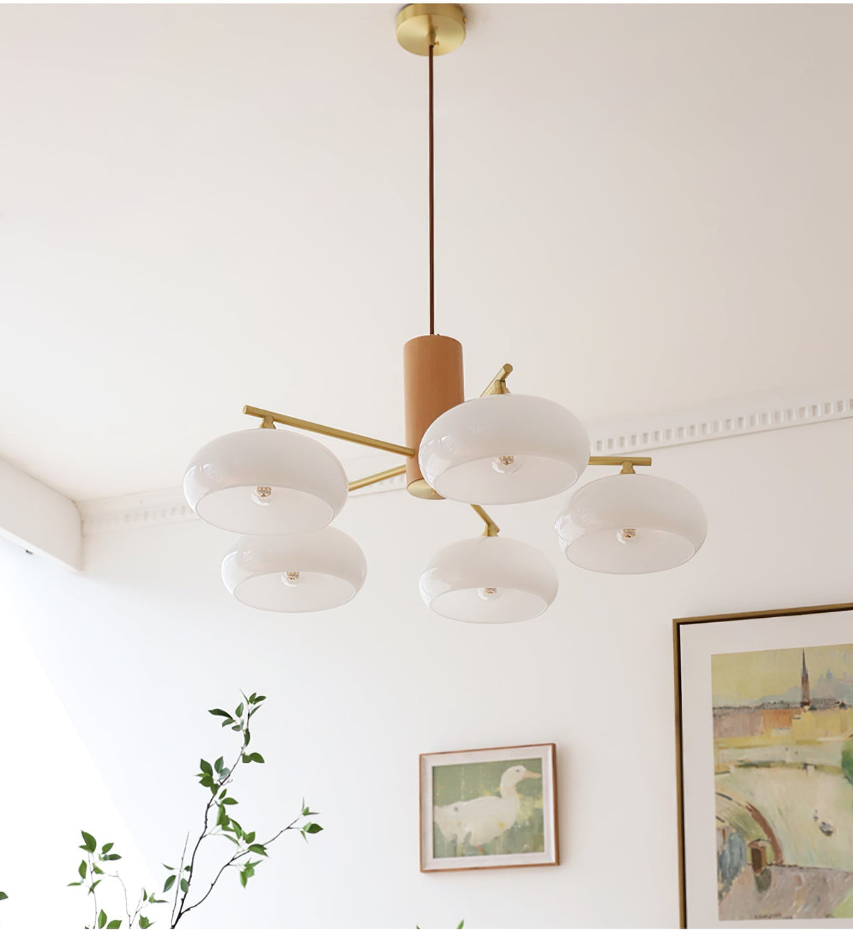 
Nova Persimmon Metal and Glass Chandelier with Brass Arms