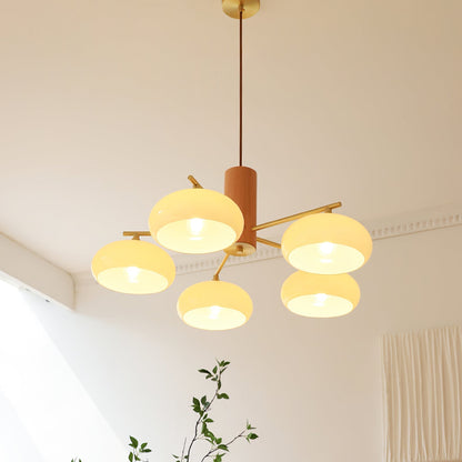 Nova Persimmon Metal and Glass Chandelier with Brass Arms