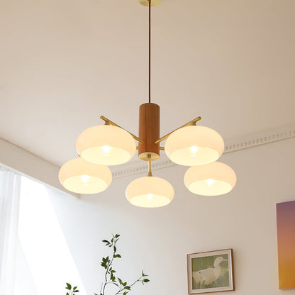 Nova Persimmon Metal and Glass Chandelier with Brass Arms