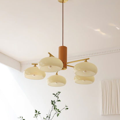 Nova Persimmon Metal and Glass Chandelier with Brass Arms