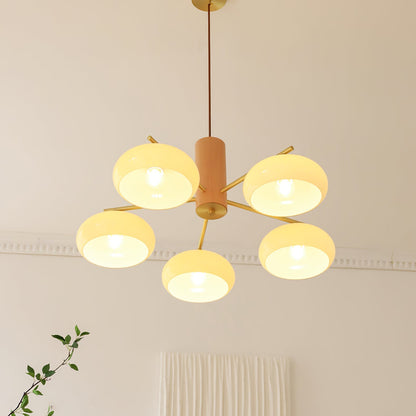 Nova Persimmon Metal and Glass Chandelier with Brass Arms