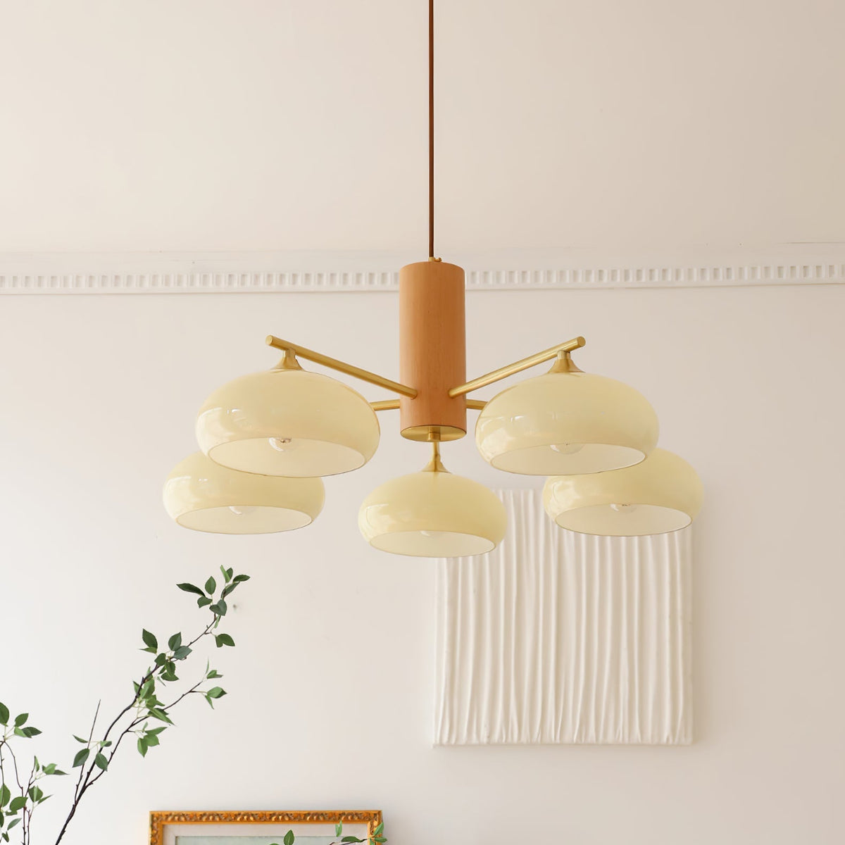 
Nova Persimmon Metal and Glass Chandelier with Brass Arms