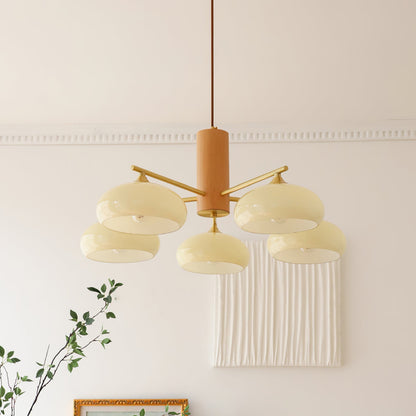 Nova Persimmon Metal and Glass Chandelier with Brass Arms