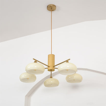 Nova Persimmon Metal and Glass Chandelier with Brass Arms