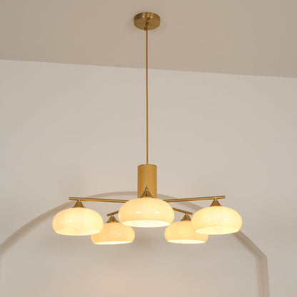Nova Persimmon Metal and Glass Chandelier with Brass Arms