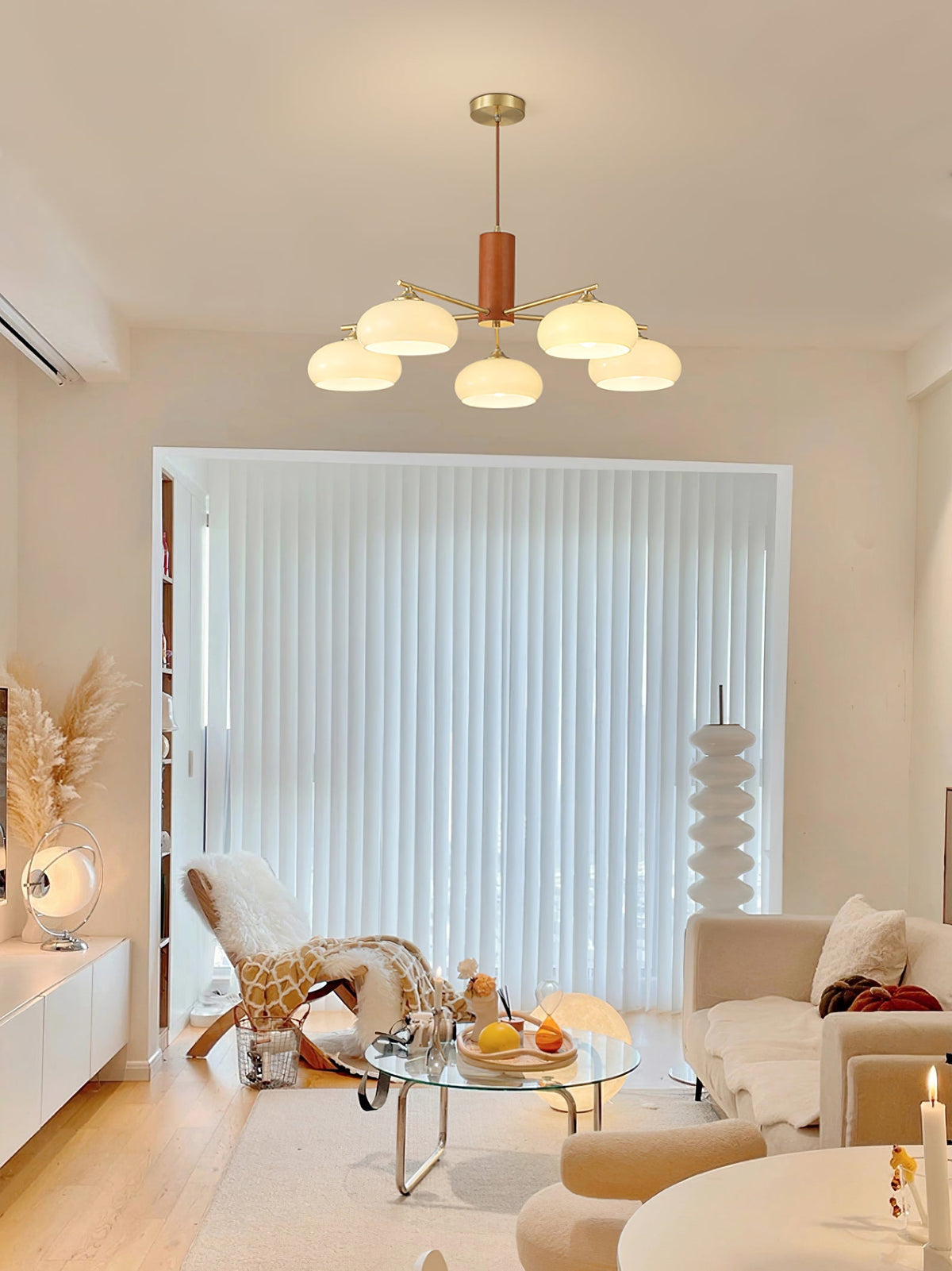 
Nova Persimmon Metal and Glass Chandelier with Brass Arms